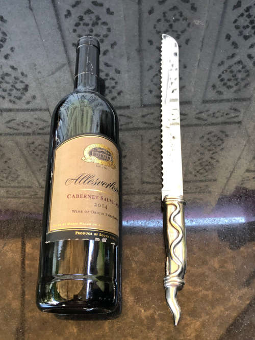 CARROL BOYES (1954 - 2019) TORCH PATTERN LARGE EVER-SHARP BREAD KNIFE -  FUNCTIONAL ART