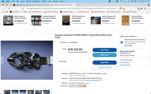 ORLANDO ORLANDINI - 1960`S CHUNKY ITALIAN 800 SILVER UN0 A ERRA DESIGNER BRACELET - 93.86g