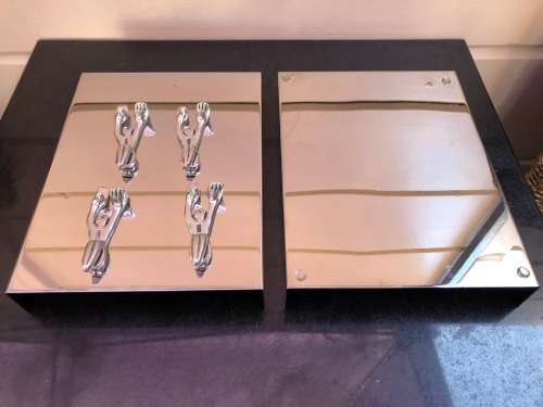 LATE ENTRY !!!!!  Carrol Boyes (1954 - 2019) Functional Art !!! - Man Pattern Paper Tray Set