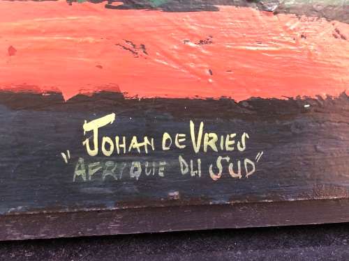 Johan de Vries (1945 - 2002)`Afrique du Sud` original painting - Fisherman - Signed - Value R3500