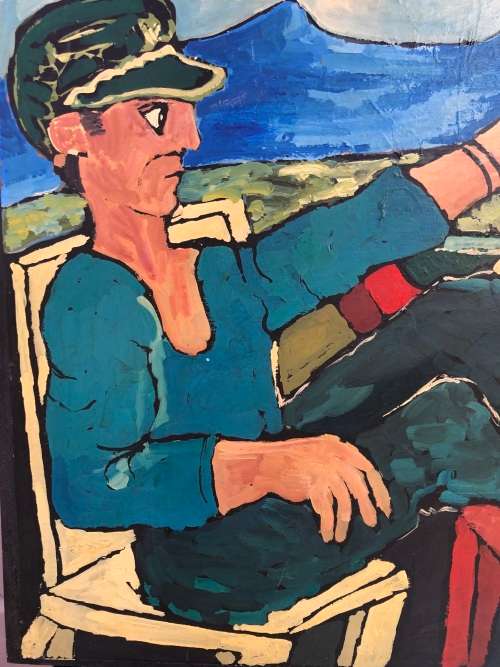 Johan de Vries (1945 - 2002)`Afrique du Sud` original painting - Fisherman - Signed - Value R3500