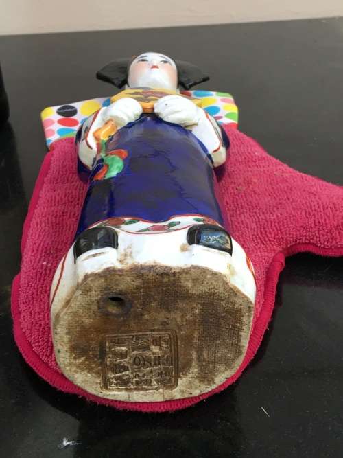 Antique Signed Oriental female porcelain figurine hand sculpted and decorated. (Incense burner)