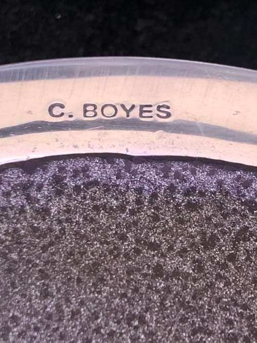 CARROL BOYES (1954 - 2019) BIRDMAN PATTERN MEDIUM ROUND BUTTER DISH - CLEARLY MARKED