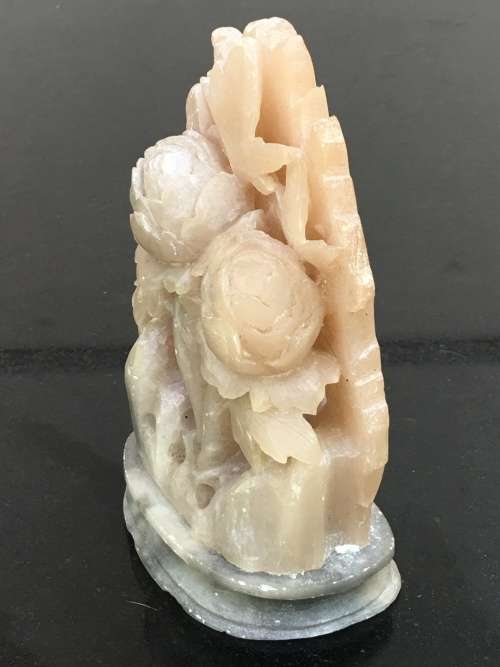 Vintage Chinese Intricately Hand Carved Soapstone Floral Bouquet