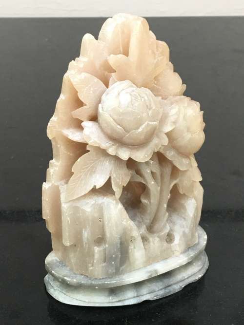 Vintage Chinese Intricately Hand Carved Soapstone Floral Bouquet