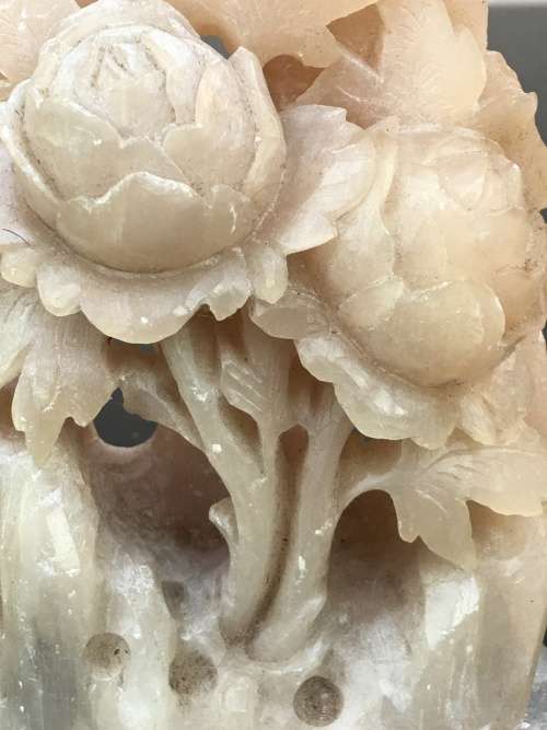 Vintage Chinese Intricately Hand Carved Soapstone Floral Bouquet