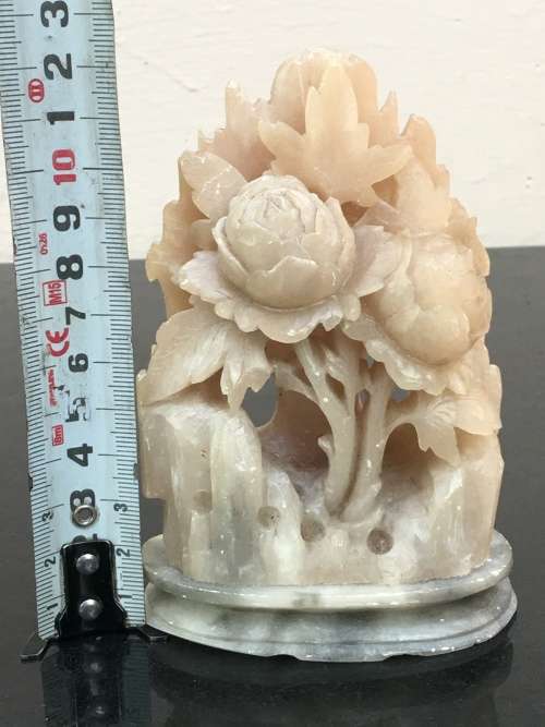 Vintage Chinese Intricately Hand Carved Soapstone Floral Bouquet