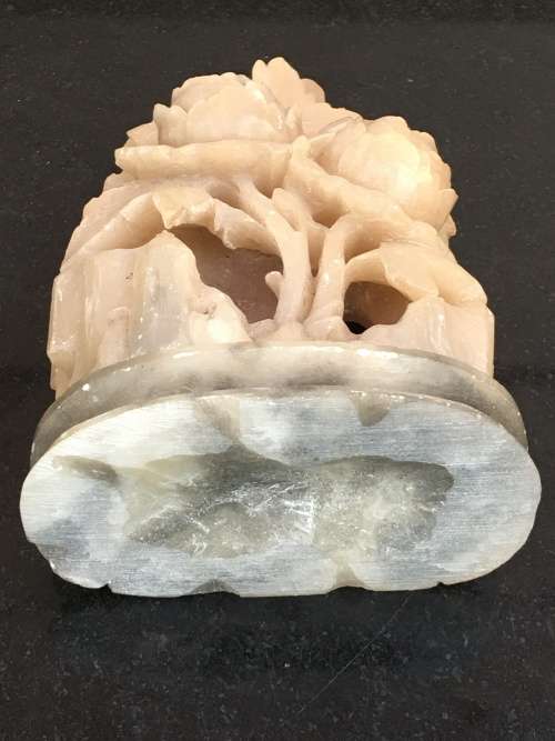 Vintage Chinese Intricately Hand Carved Soapstone Floral Bouquet