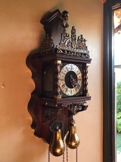 WOW !!! STUNNING LARGE DUTCH WARMINK WUBA WEIGHT DRIVEN WALL CLOCK - WORKING 100%