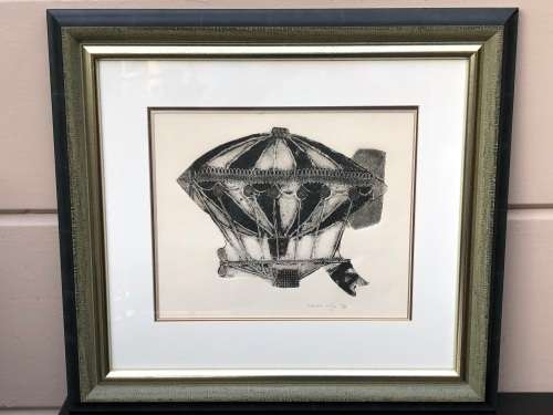 KAREN LILJE (AUTHOR) - SUPER RARE ! ORIGINAL FRAMED CHARCOAL RUBBING / ETCHING , LIMITED EDITION 2/2