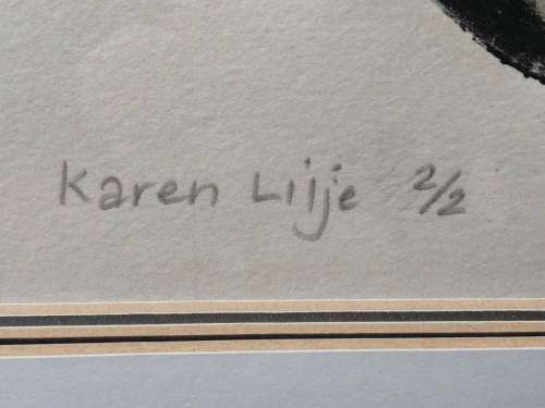 KAREN LILJE (AUTHOR) - SUPER RARE ! ORIGINAL FRAMED CHARCOAL RUBBING / ETCHING , LIMITED EDITION 2/2