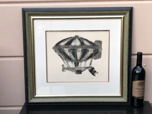 KAREN LILJE (AUTHOR) - SUPER RARE ! ORIGINAL FRAMED CHARCOAL RUBBING / ETCHING , LIMITED EDITION 2/2