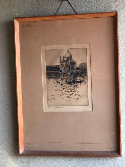 ROBERT GWELO GOODMAN (SA 1871 - 1939) - SUPER RARE FRAMED ENGRAVING - SIGNED IN PENCIL
