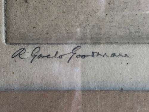 ROBERT GWELO GOODMAN (SA 1871 - 1939) - SUPER RARE FRAMED ENGRAVING - SIGNED IN PENCIL