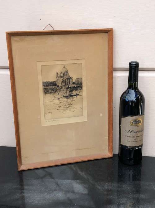 ROBERT GWELO GOODMAN (SA 1871 - 1939) - SUPER RARE FRAMED ENGRAVING - SIGNED IN PENCIL