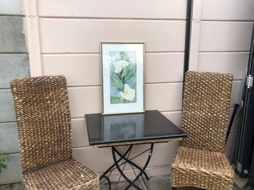 ALMA DICKIE ORIGINAL FRAMED WATERCOLOUR PAINTING OF ARUM LILIES