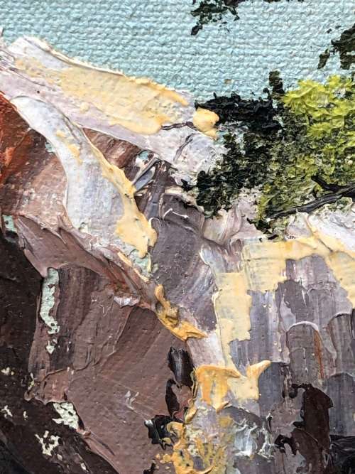 JEAN BONSOR ORIGINAL FRAMED LANDSCAPE OIL ON CANVAS PAINTING FIXED TO BOARD - DATED 1980 !!!!