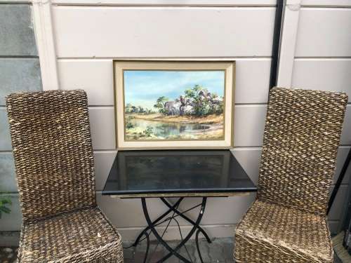 JEAN BONSOR ORIGINAL FRAMED LANDSCAPE OIL ON CANVAS PAINTING FIXED TO BOARD - DATED 1980 !!!!