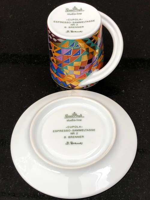 Rosenthal Germany Studio Line CUPOLA Espresso-Sammeltasse Duo No 2 with T-spoon by Barbara Brenner