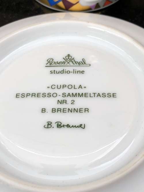Rosenthal Germany Studio Line CUPOLA Espresso-Sammeltasse Duo No 2 with T-spoon by Barbara Brenner