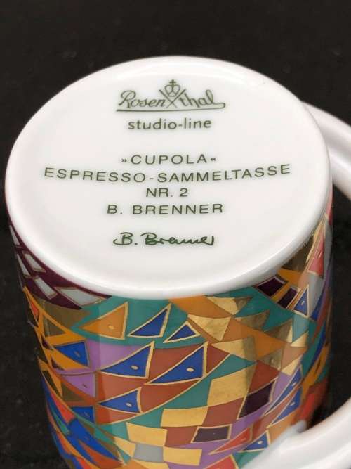 Rosenthal Germany Studio Line CUPOLA Espresso-Sammeltasse Duo No 2 with T-spoon by Barbara Brenner