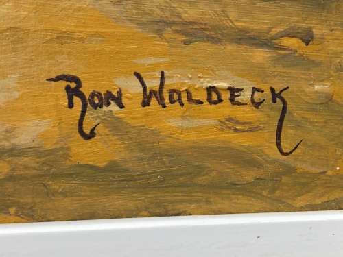 INVESTMENT ART !! RON WALDECK (1946-) FAMOUS RHODESIAN ARTIST STUNNING FRAMED OIL ON BOARD LANDSCAPE
