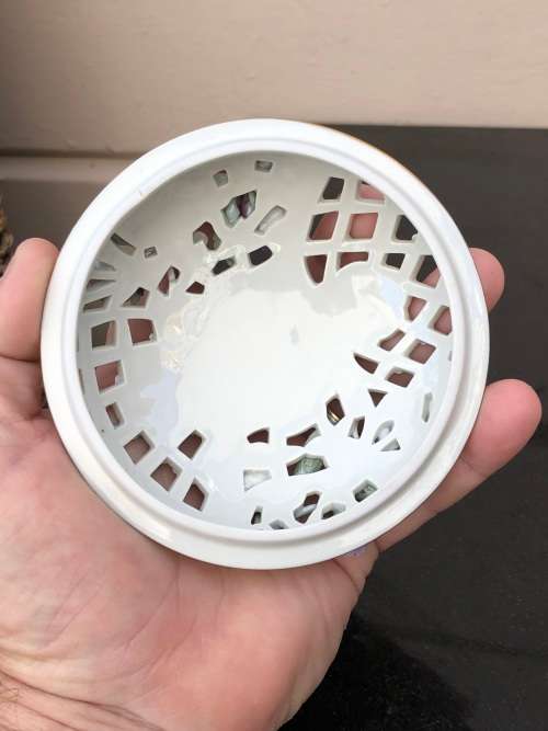 WOW !!! CARL THIEME FOR DRESDEN (1902 - 1920) RARE PIERCED AND EMBELLISHED LIDDED BOWL