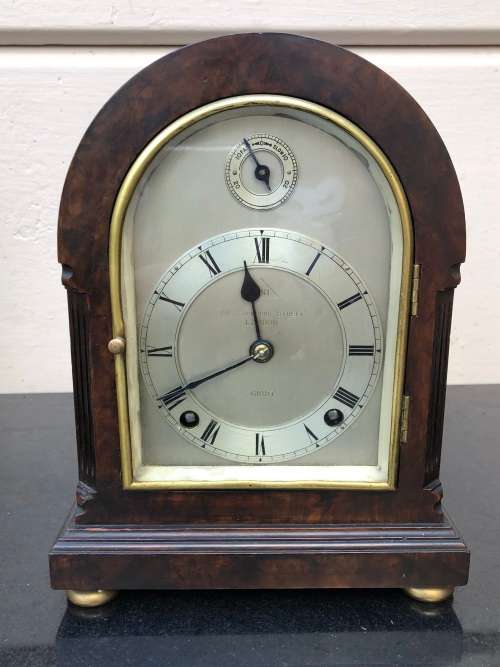 WOW !!! RARE DENT OF LONDON WALNUT CASED WESTMINSTER CHIMING BRACKET CLOCK - WORKS 100%