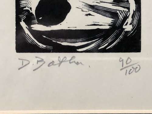 David Botha (SA 1921 - 1995 ) Framed limited edition 90/100 Linocut - signed and numbered in pencil