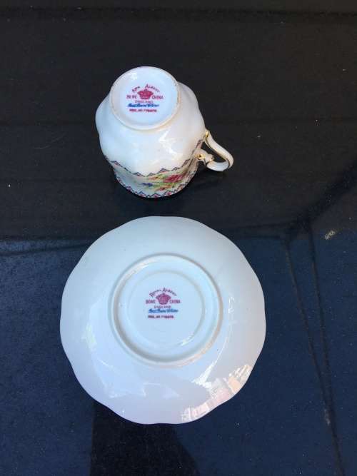 Rare Discontinued Royal Albert  Petite Point Cup and Saucer. Mint