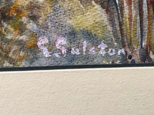 GERALDINE GULSTON (SA 20th CENTURY) FRAMED WATERCOLOUR LANDSCAPE PAINTING `NATAL`