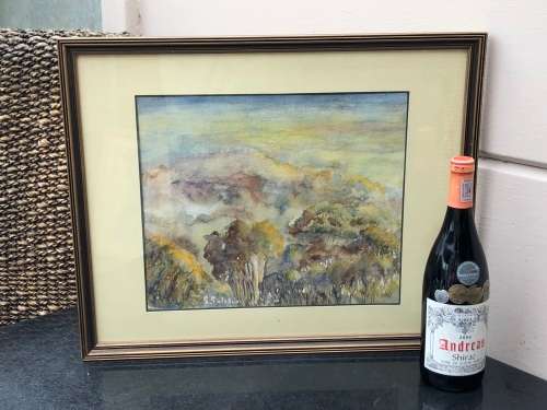 GERALDINE GULSTON (SA 20th CENTURY) FRAMED WATERCOLOUR LANDSCAPE PAINTING `NATAL`