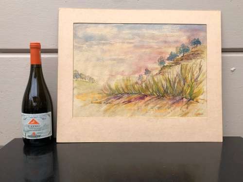 GERALDINE GULSTON (SA 20th CENTURY) UNFRAMED WATERCOLOUR LANDSCAPE PAINTING