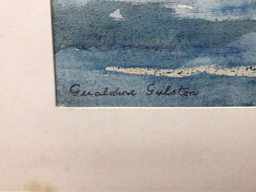 GERALDINE GULSTON (SA 20th CENTURY) UNFRAMED WATERCOLOUR PAINTING `MARSHES AT SEA` 1983