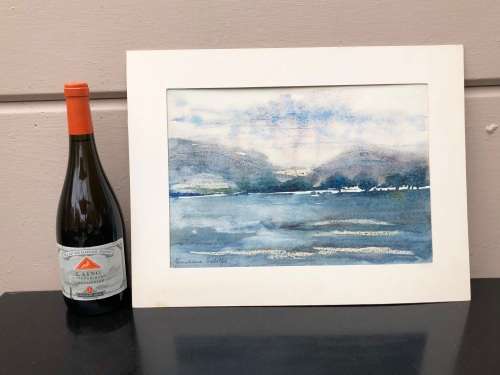 GERALDINE GULSTON (SA 20th CENTURY) UNFRAMED WATERCOLOUR PAINTING `MARSHES AT SEA` 1983