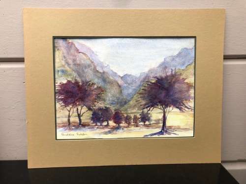 GERALDINE GULSTON (SA 20th CENTURY) UNFRAMED WATERCOLOUR PAINTING `CAPE SCENE` 1984