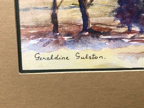GERALDINE GULSTON (SA 20th CENTURY) UNFRAMED WATERCOLOUR PAINTING `CAPE SCENE` 1984
