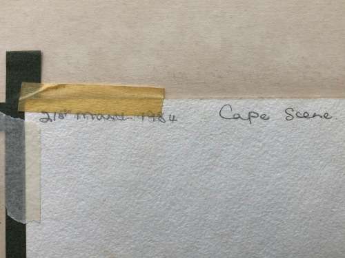GERALDINE GULSTON (SA 20th CENTURY) UNFRAMED WATERCOLOUR PAINTING `CAPE SCENE` 1984