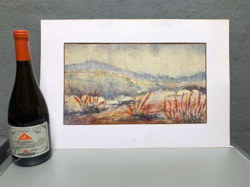 GERALDINE GULSTON (SA 20th CENTURY) UNFRAMED WATERCOLOUR LANDSCAPE PAINTING