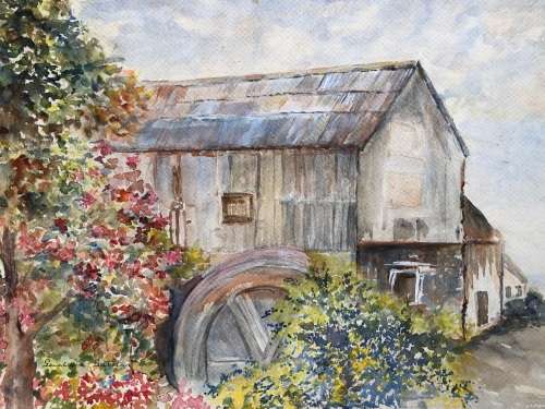 GERALDINE GULSTON (SA 20th CENTURY) UNFRAMED WATERCOLOUR PAINTING`CAVERSHAM MILL` DATED 1986