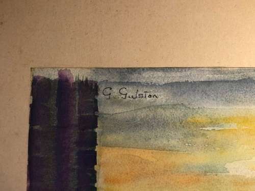 GERALDINE GULSTON (SA 20th CENTURY) LARGE UNFRAMED WATERCOLOUR PAINTING `CAPE SOUNION`