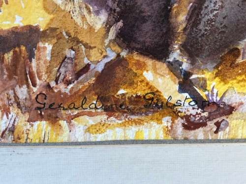 GERALDINE GULSTON (SA 20th CENTURY) LARGE UNFRAMED WATERCOLOUR PAINTING `KOKERBOOM TREE` SWA `87