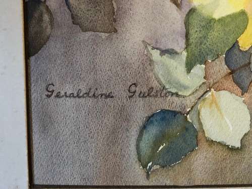 GERALDINE GULSTON (SA 20th CENTURY) LARGE UNFRAMED WATERCOLOUR PAINTING `YELLOW ROSES` 1978