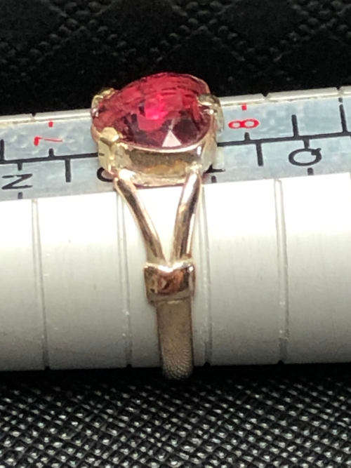 WHAT A BEAUTY !! STUNNING VINTAGE BIRMINGHAM 9ct YELLOW GOLD KUNZITE HEART RING - 1.86g - SIZE O 1/2