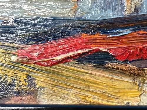 ARTHUR HALLET (SA 20th CENTURY) STUNNING FRAMED OIL PAINTING OF HOUSES - UNTITLED