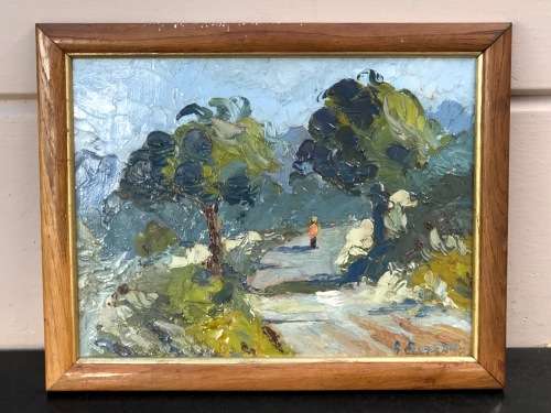 GERALDINE GULSTON (SA 20th CENTURY) STUNNING FRAMED OIL PAINTING ON CANVAS TITLED `TWO TREES`