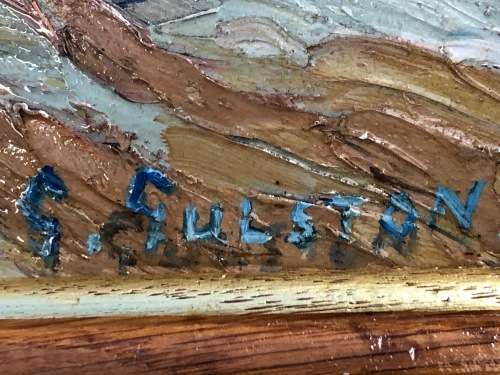 GERALDINE GULSTON (SA 20th CENTURY) STUNNING FRAMED OIL PAINTING ON CANVAS TITLED `TWO TREES`