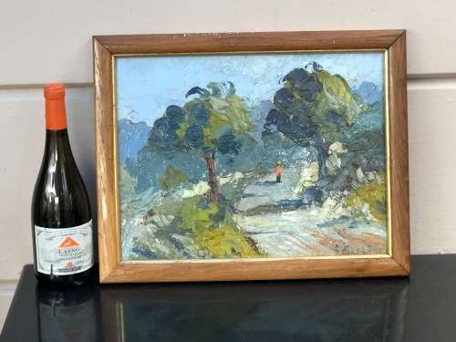 GERALDINE GULSTON (SA 20th CENTURY) STUNNING FRAMED OIL PAINTING ON CANVAS TITLED `TWO TREES`