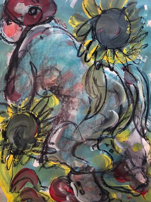 INVESTMENT ART !! FRANS CLAERHOUT (SA 1919 - 2006) - VERY LARGE ORIGINAL MIXED MEDIA - GILT FRAMED