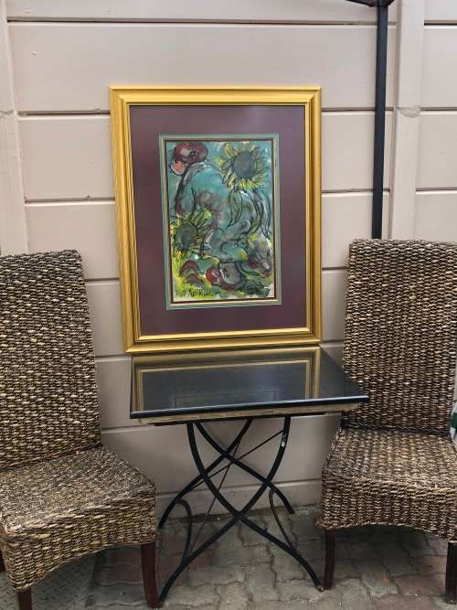 INVESTMENT ART !! FRANS CLAERHOUT (SA 1919 - 2006) - VERY LARGE ORIGINAL MIXED MEDIA - GILT FRAMED